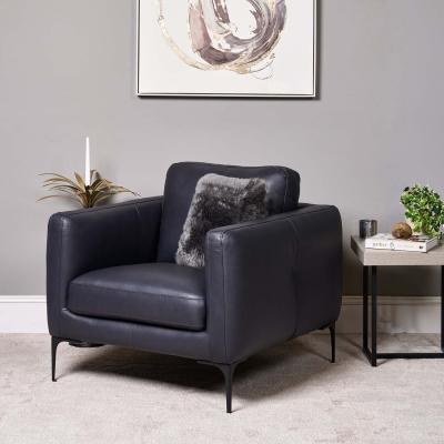 The Range Carnaby Leather Armchair - Dark Blue Grey - Blue Grey