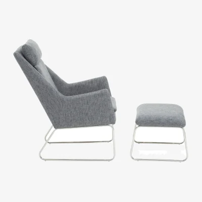 The Range Azalea Grey Fabric Lounge Chair And Footstool Set - Grey