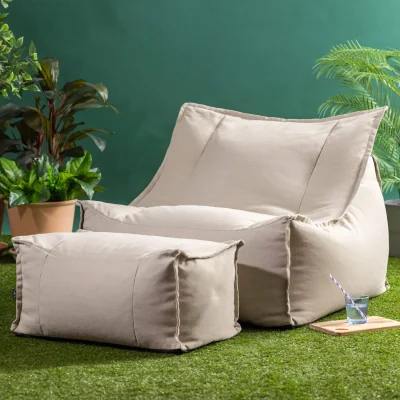 The Range icon Alto Armchair and Footstool, Stone - Stone