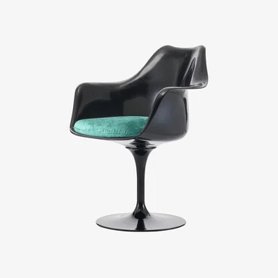The Range Black Tulip Armchair with Luxurious Cushion - Turquoise