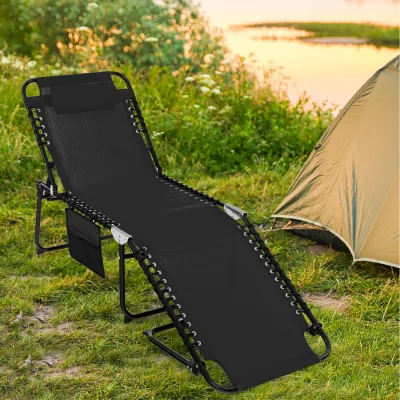 The Range Patio Folding Chaise Lounge Chair - Black