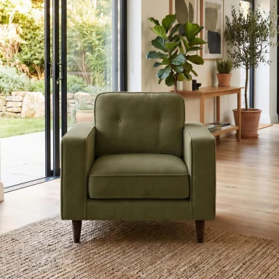 The Range Jasper Linen-Look Fabric Armchair - Green