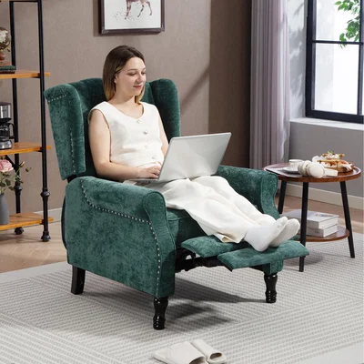 The Range HOMCOM Recliner Armchair Wingback Chair with Button Tufted Back - Dark Green