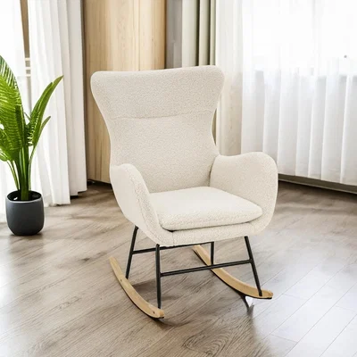 The Range Relaxing Boucle Rocking Armchair - White