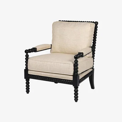 Rockett St George Natural Linen & Black Bobbin Armchair