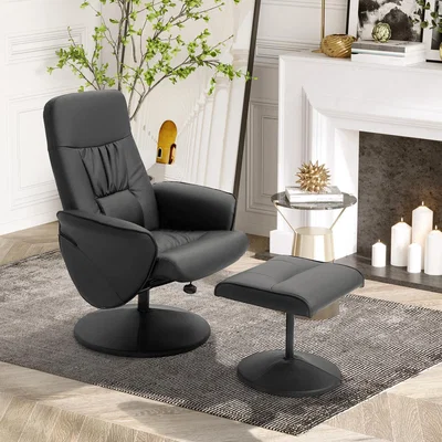 The Range Reclining Armchair Ottoman 360 degrees Swivel Living Room Bedroom - Brown