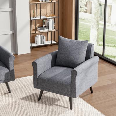 The Range Contemporary Upholstered Armchair with Rolled Arms - Grey