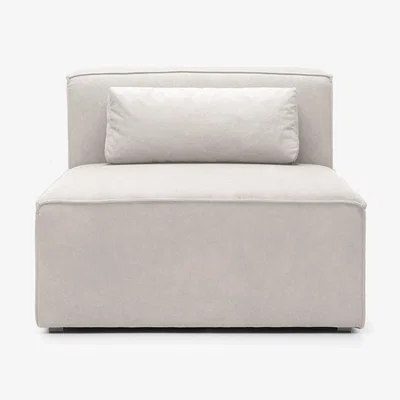The Range Doris Armless Chair Module in Beige Cord Chenille  - White