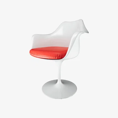 The Range White Tulip Armchair with PU Cushion - Red