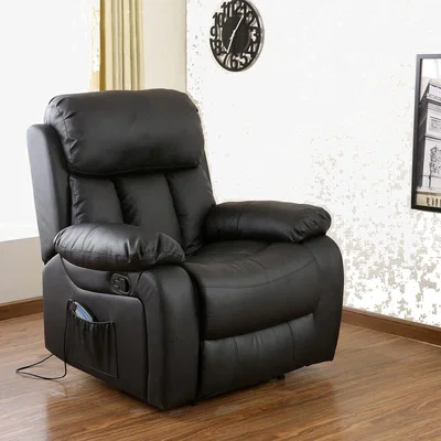The Range Chester Heated Leather Massage Recliner Chair - Black