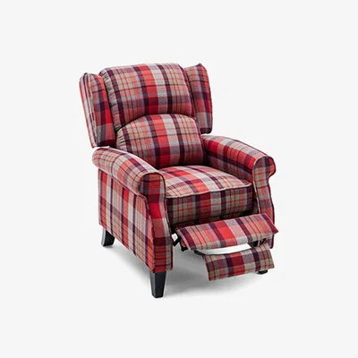 The Range Eaton Wing Back Fireside Check Fabric Recliner Armchair - Red