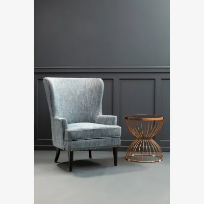 The Range Welham Blue Wingback Lounge Chair - Blue