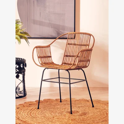 The Range Java Natural Rattan With Black Metal Armchair - Natural