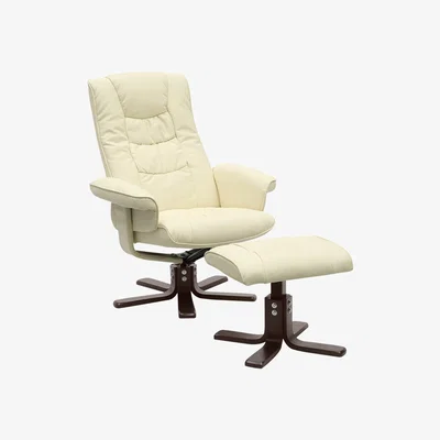 The Range Reclining swivel chair and stool - White