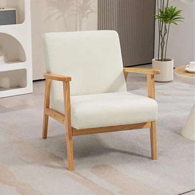 The Range HOMCOM Armchair with Rubber Wood Legs - Cream