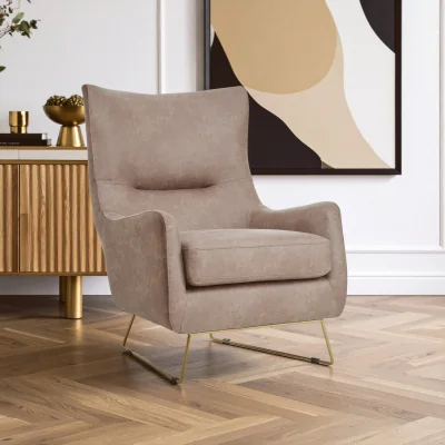 The Range Henry Light Brown Faux Leather Armchair - Brown