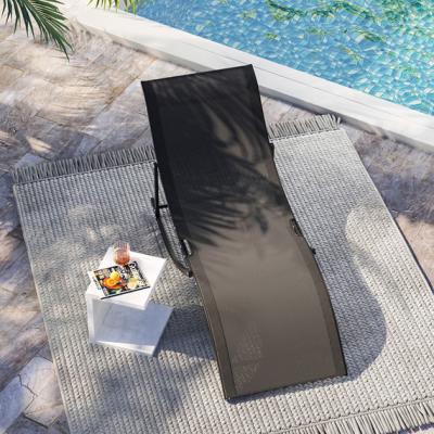 The Range 2 Pcs Patio Pool Ergonomic Chaise Lounge Chair - Black