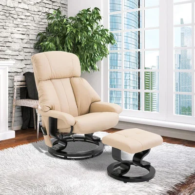 The Range Recliner Massage Chair Armchair and Stool Massage - White
