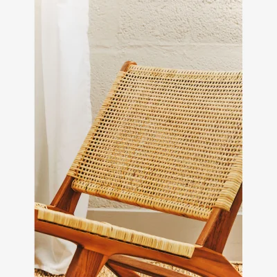 The Range Lovina Teak Wood And Natural Rattan Lounge Chair - Brown