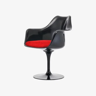 The Range Black Tulip Armchair with Textured Cushion - Red