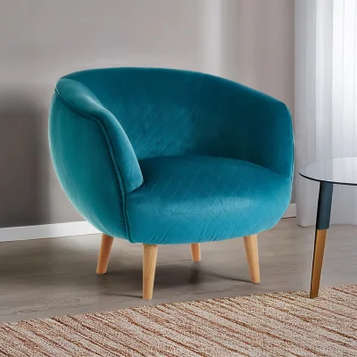 The Range Oscar Teal Fabric Curved Lounge Chair - Blue
