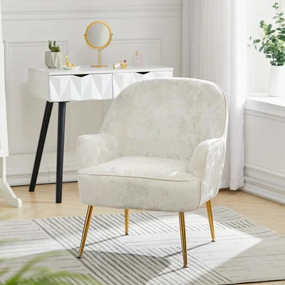 The Range Elegant Velvet Ergonomic Armchair - White