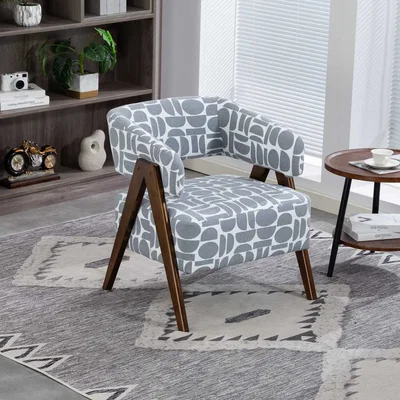 The Range WestWood Fabric Tub Chair Armchair for Small Spaces Padded Seat Grey - White