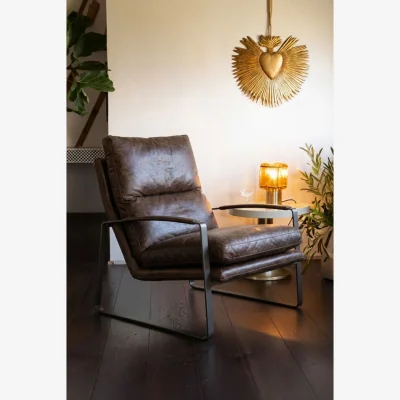 Rockett St George Minimalist Brown Leather Lounge Chair