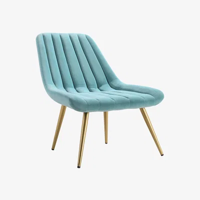 The Range Velvet Lounge Chair with Gold Metal Legs - Blue
