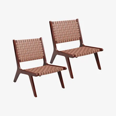 The Range Modern Comfy Lounge Chair Set of 2 - Brown