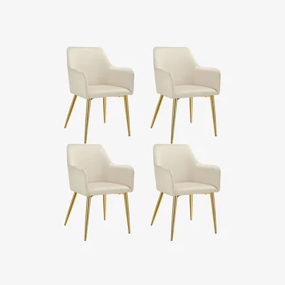 The Range Dining Chair Avane - Velvet Look, Padded Armchair, High Backrest - Beige / 4