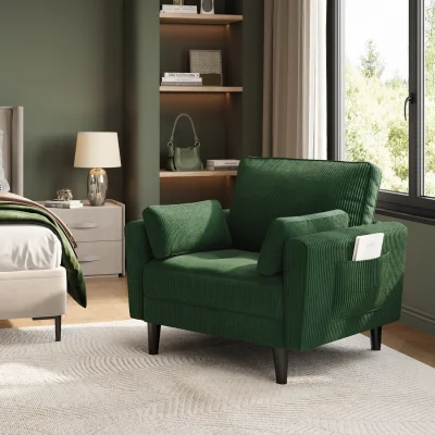 The Range Yaheetech Upholstered Armchair Sofa Chair with 2 Pillows - Green