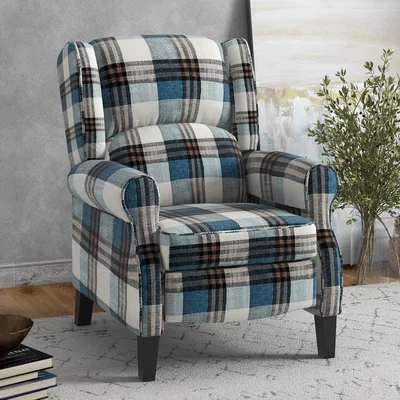 The Range Wingback Recliner Armchair for Living Room with Footrest - Blue