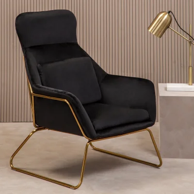 The Range Stockholm Black Velvet Armchair - Black