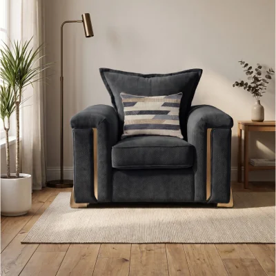 The Range Deco Arch Armchair Columbus Fabric, Made in the UK - Charcoal