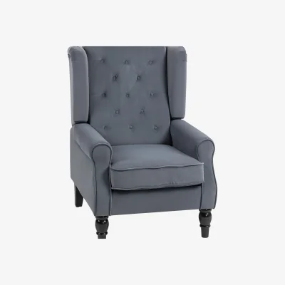 The Range HOMCOM Wingback Armchair with Wood Frame - Grey