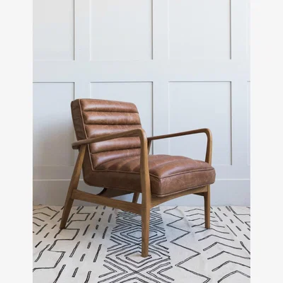 Rose & Grey Mid-Century Leather Armchair - Brown