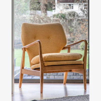 Rose & Grey Draper Armchair - Ochre Boucle