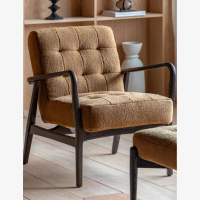 Rose & Grey Trudy Ochre Faux Sheepskin Armchair