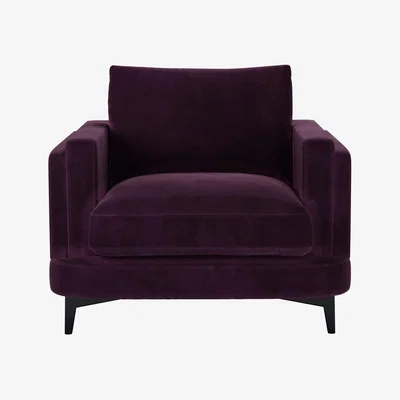 Sofa.com Boston Squared Arm Armchair in Damson Smart Velvet