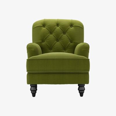 Sofa.com Snowdrop Button Back Small Armchair in Vine Leaf Organic Smart Cotton
