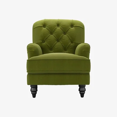 Sofa.com Snowdrop Button Back Small Armchair in Vine Leaf Organic Smart Cotton