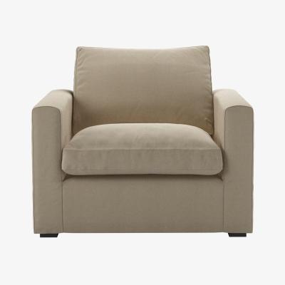 Sofa.com Long Island Slim Small Armchair in Pennine Stone Organic Smart Cotton