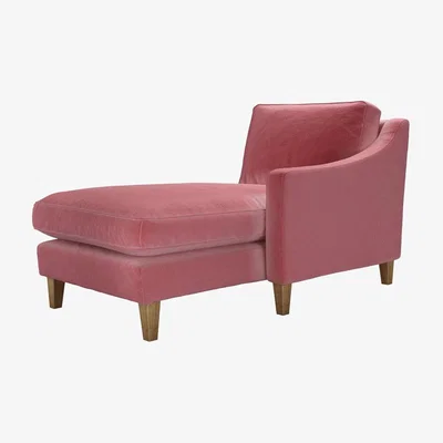 Sofa.com Iggy RHF Chaise Armchair in Dusty Rose Cotton Matt Velvet - sofa.com