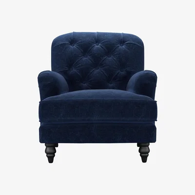 Sofa.com Snowdrop Button Back Armchair in Port Royal Aquaclean Clever Chenille