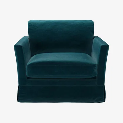 Sofa.com Otto Armchair in Deep Turquoise Cotton Matt Velvet