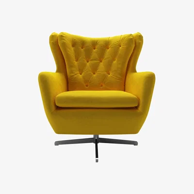 Sofa.com Ernest Swivel Armchair in Canary Cotton Matt Velvet - sofa.com