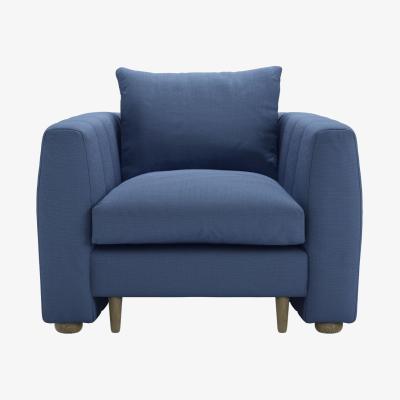 Sofa.com Tiffany Slim Armchair in Oxford Blue Brushed Linen Cotton - sofa.com