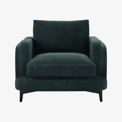 Sofa.com Boston Curved Arm Armchair in Deep Forest Aquaclean Clever Velvet