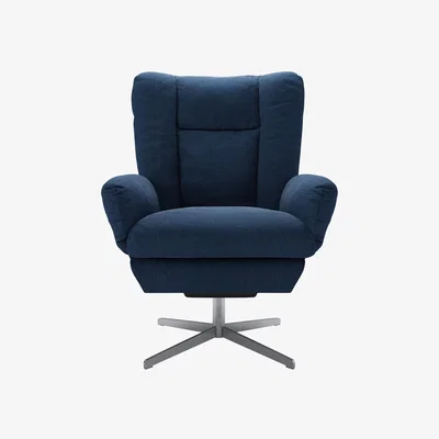 Sofa.com Ellora Swivel Armchair in Washed Indigo Easy Cotton